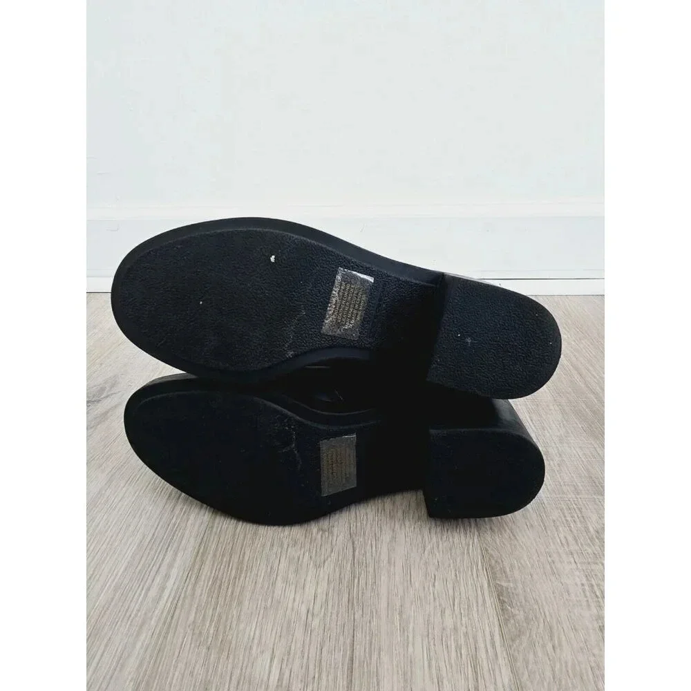 Andre Assous Gloria Chelsea Bootie Leather Black Biker Goth Block Heel Boots 9.5